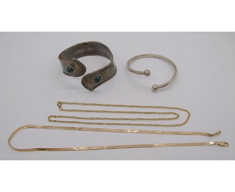 9ct flat curb link chain necklace, 6.3g, together with a further yellow metal chain necklace - indistinctly stamped, 8.5g, an