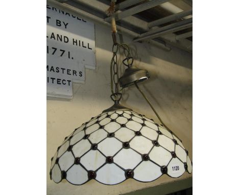 A contemporary Tiffany style hanging ceiling light with domed leaded light shade, 40 cm diameter approximately 