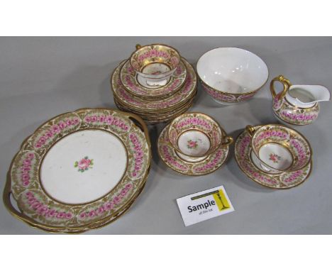 A collection of floral rose patterned teawares by D &amp; Co of France 'L. Bernardaud &amp; Co - Limoges' comprising twelve c