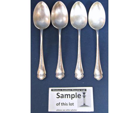 Silver flatware - Sheffield 1920, maker Atkin Brothers, with trefoil patterned handles comprising six  main forks, five side 