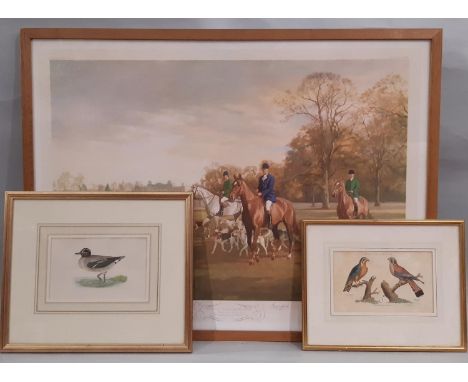 Three prints: Madeleine Selfe (1910-2005) - 'The Duke of Beaufort with His Hounds in Badminton Park, 1973' limited edition co