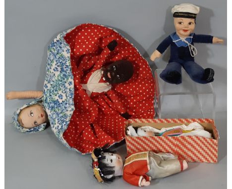 Vintage dolls including a pair of 'Push Voice' Japanese dolls by Feco with bisque head and composition body (both have a work