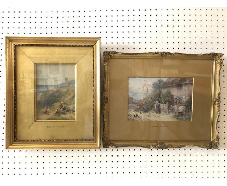 Myles Birket Foster (1825-1899) - Watercolour on paper together with a late 19th century lithograph: 'A Woman and Children On