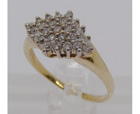 14ct diamond cluster ring, stamped 'Cardow', size K/L, 2.8g 