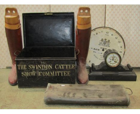 A 19th century black slate and marble drum shaped mantle clock with visible escapement, a Victorian ceramic scale dial, a cop