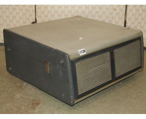 A vintage Bush portable mains electric record player type SRP41 with Monarch turntable 