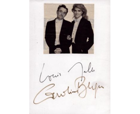 Louis Malle and Candice Bergen signed 6x4 inch card with photo attached. Louis Malle (1932-1995) was a French film director, 