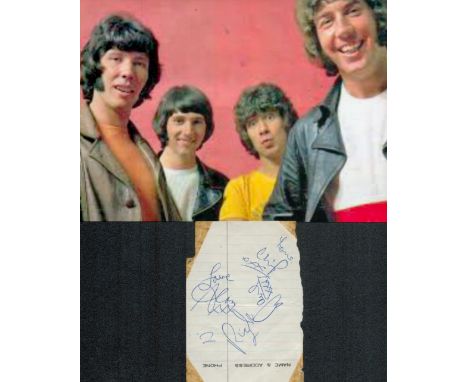 THE TREMELOES English Beat Group signed vintage Page by Chip Hawkes, Rick Westwood, Alan Blakely and Dave Munden with Photo .