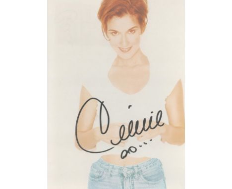 Celine Dion signed 7x5 inch approx. colour promo photo. Good Condition. All autographs come with a Certificate of Authenticit