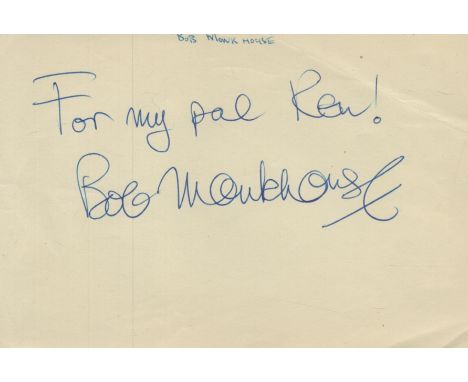 BOB MONKHOUSE British Entertainer 1928-2003 signed vintage 1965 Album Page. Good Condition. All autographs come with a Certif