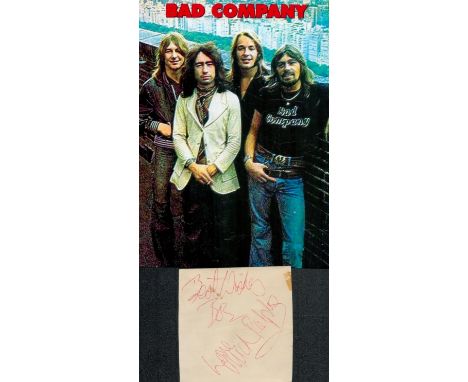 BAD COMPANY Rock Supergroup signed vintage Page by Mick Ralphs and Boz Burrell 1946-2006 with Photo. Good Condition. All auto
