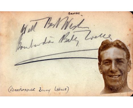Boxing - Bombardier Billy Wells (1889-1967), English heavyweight boxer vintage signed (in pencil) album page with attached ph
