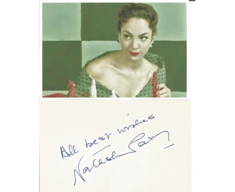 Natasha Parry signed 6x4 inch white card and vintage 6x4 inch colour photo. Good Condition. All autographs come with a Certif