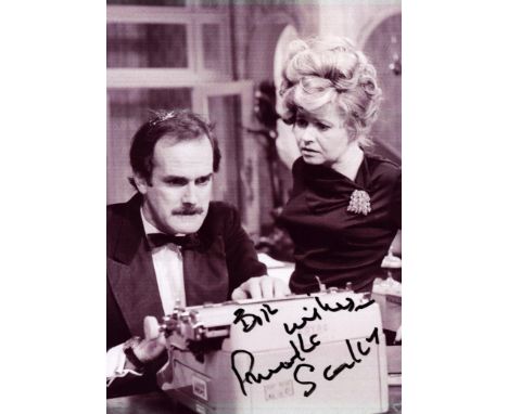 Prunella Scales signed black and white photo, from the tv series Fawlty Towers. Dedicated. Measures 5 inch by 7-inch appx. Go