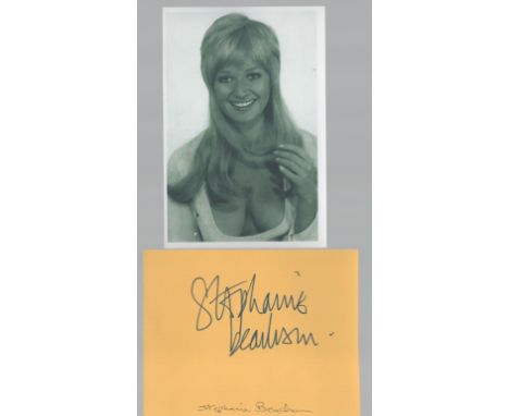 Stephanie Beacham signed album page and 6x4 inch vintage black and white photo. Good Condition. All autographs come with a Ce
