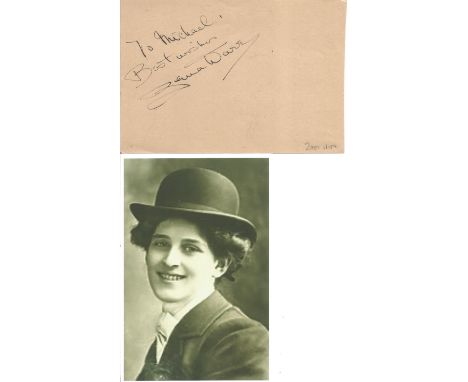 Zena Dare signed 6x4 inch album page and vintage 6x4 inch black and white photo. Good Condition. All autographs come with a C