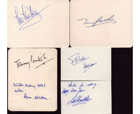 Motor Racing Collection Five vintage signed cards, 4.5x3.5 inches with two smaller and one posted. They are Tony Brooks, Tomm