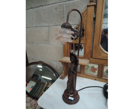 A modern decorative table lamp having figural base
