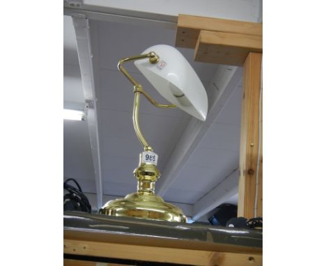 A bankers lamp with white glass shade in working order/