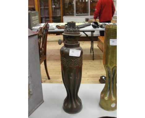 A WWI trench art wasted shell oil lamp 