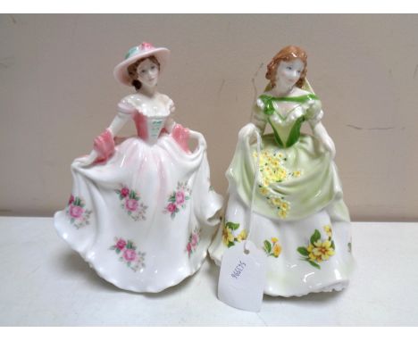 Two Royal Worcester limited edition figures, Sweet Primrose and Sweet Rose, both issue numbers 1427 of 9500 