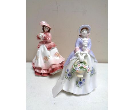 Two Royal Worcester limited edition figures, Sweet Pansy and Sweet Aster, both issue numbers 1427 of 9500 