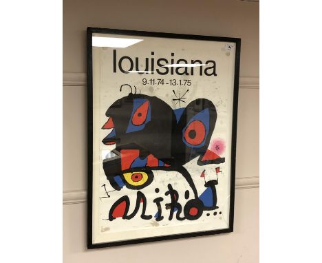 Joan Miro (1893 - 1983) : Louisiana (Museum of Modern Art, Humlebaek, Denmark) 9.11.74 - 13.1.75, an exhibition poster, litho