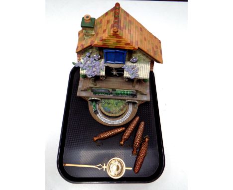 A Bradford Exchange Memories of Steam Flying Scotsman wall clock with pendulum and weights  