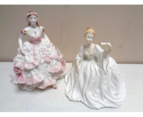 A Royal Worcester figure, The Royal Debut No. 5144 of 12500, together with a further Coalport Ladies of Fashion figure, The B