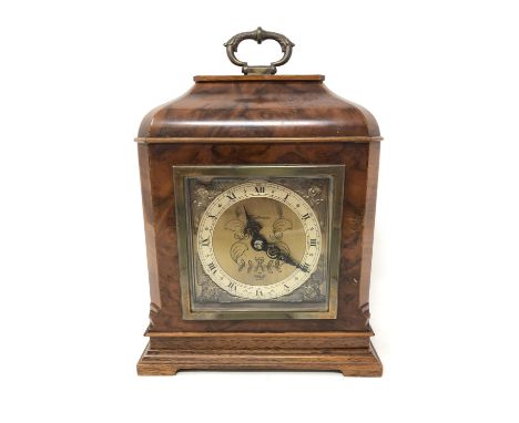 A walnut-cased mantel clock by Fattorini, height 23 cm. 