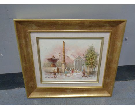 M Church, Paris Street Scene, oil, 38cm by 33cm