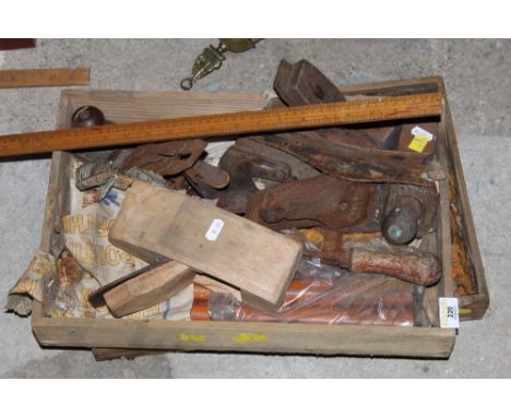 Two trays of miscellaneous vintage tools (corrosion throughout). 