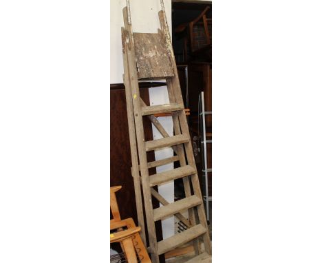 A set of wooden step ladders