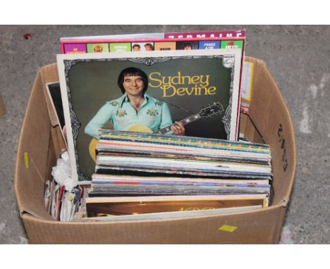 A box of miscellaneous LP and single records, to include ABBA, 20 Greatest Hits of 1974, Top of the Pops, Cherry Vanilla, K-T