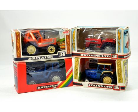 Britains 1/32 Farm Issues comprising various Tractor models. Fiat, Ford, and Massey. Generally F to G in F Boxes. (4)