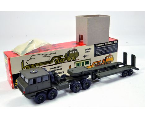 Solido No. 211 Berliet T12 Tank Transporter in military green. Superb model is E to BM in E Box.