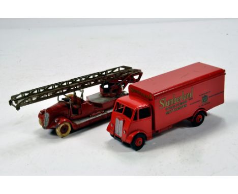 Duo of Dinky Unboxed issue comprising Fire Engine plus fine example of Slumberland Guy Van. G to E. (2)