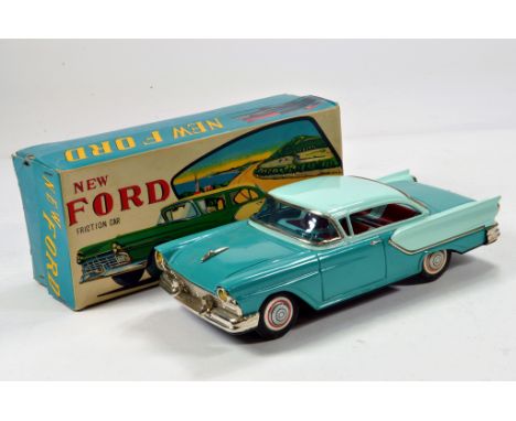 ATC Asahi (Japan) Tin Plate Large Scale Friction Drive New Ford Fairlane. Stunning toy displays superbly in original box.