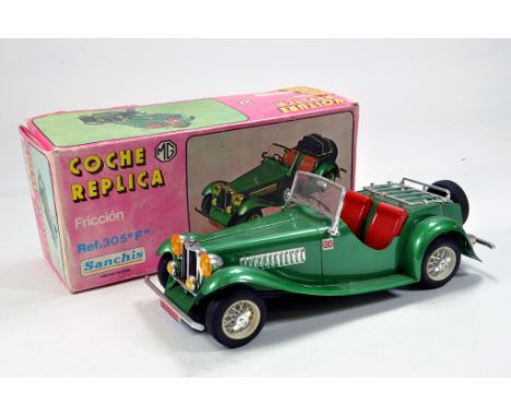 Sanchis (Spain) large scale 1/12 scale plastic friction drive model of an MG TD Sports car. Superb model is E in Box.