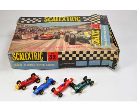 Scalextric Set 32. Not complete but comprising most of contents albeit worn including box.