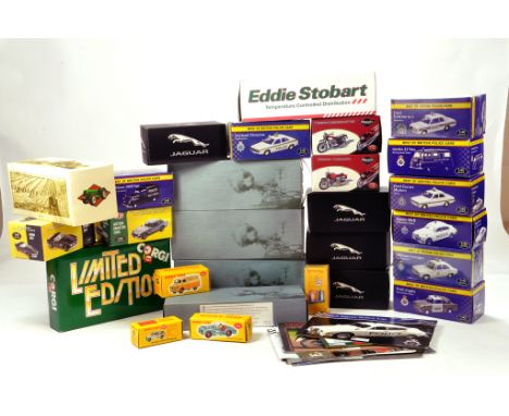 A large selection of diecast comprising mainly Atlas Issues. Dinky, Jaguar, Police Car and other series items. Generally E to