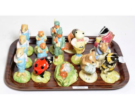 Royal Albert Beatrix Potter figures including: Babbitty Bumble; Mother Ladybird and Gentleman Mouse Made a Bow; together with