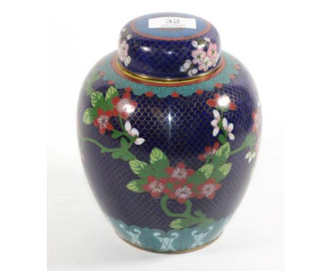 An Oriental cloisonne enamel ginger jar and cover 
