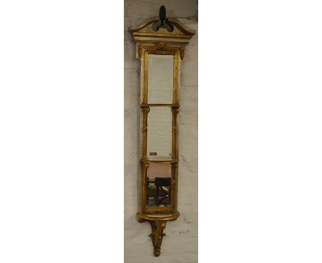 Large ornate gilded &amp; mirror back wall shelf Ht 160cm