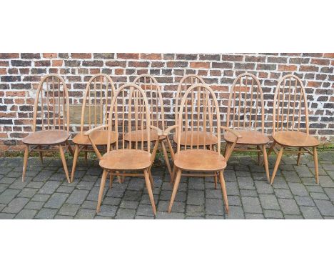 8 Ercol light elm dining chairs inc 2 carvers