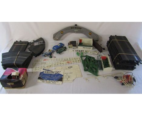 Quantity of vintage Triang Scalextric inc Dunlop Tyres arch, bridge, track &amp; cars etc