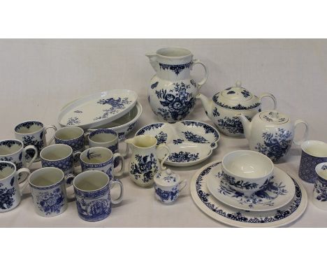 Selection of Royal Worcester Hanbury &amp; Rhapsody tableware, replica blue sprays jugs &amp; Spode Blue Room mugs