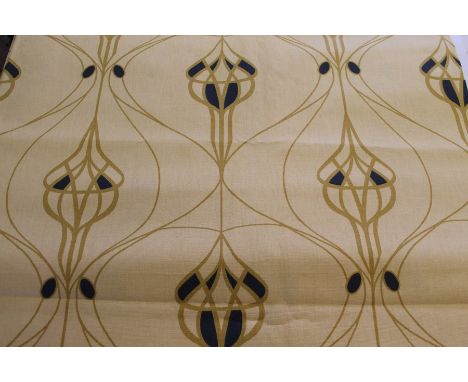Large off cut of Art Nouveau pattern material on yellow ground approx. 383cm x 141cm