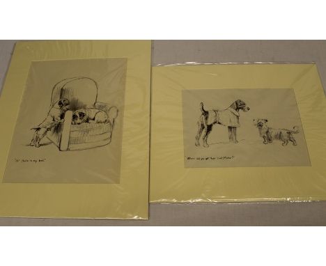 2 mounted prints after K F Barker depicting terriers entitled "Where did you get that coat, Mister"&nbsp; (12" x 10") &amp; "