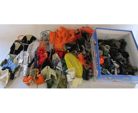 Box of vintage Action Man outfits and accessories